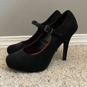 Madeline Girl Mary Jane Black Suede Pumps